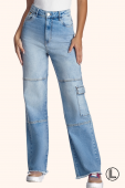 Calça Wide Leg Cargo Jeans Bianca Destr. 