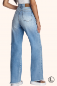 Calça Wide Leg Cargo Jeans Bianca Destr. 