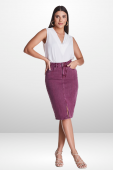 Saia Jeans Midi Reta Violeta 